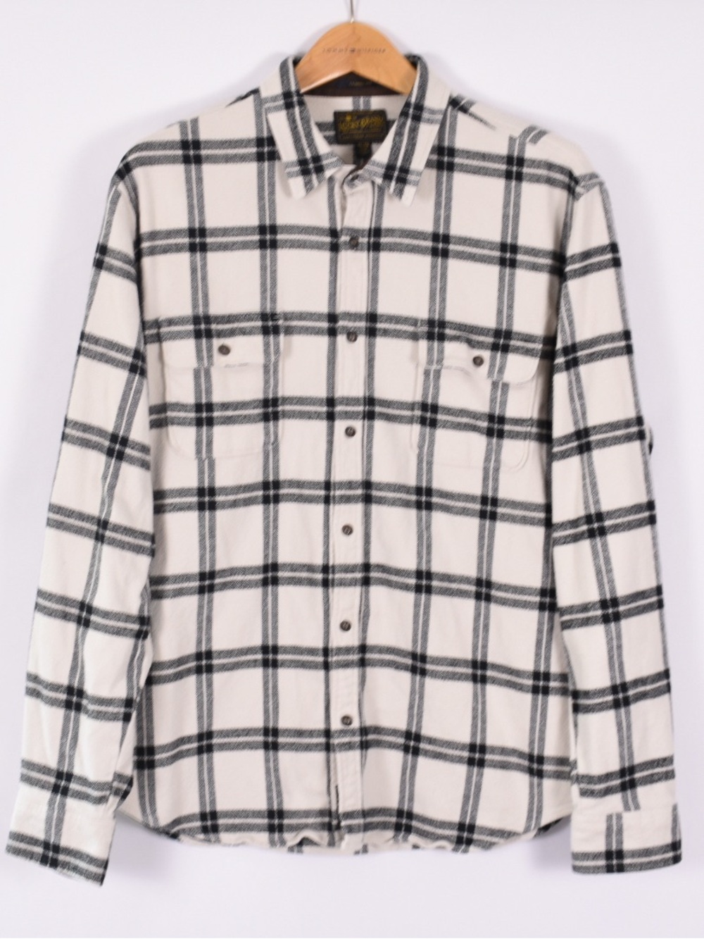 Lucky Brand Cream and Black Plaid Button-Down Shirt